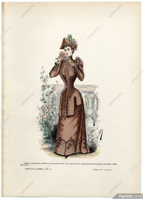 L'Art et la Mode 1891 N°15 Marie de Solar, colored fashion lithograph