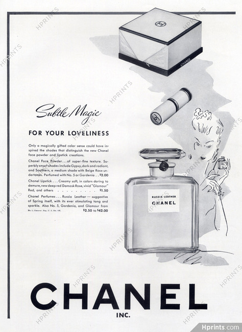 Chanel (Perfumes) 1941 Russia Leather, Lipstick, Face Powder