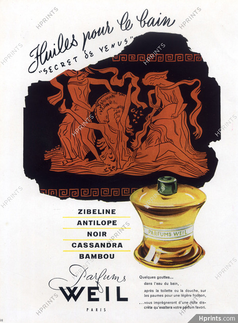 Weil (Perfumes) 1948 Secret de Venus, Bath oil