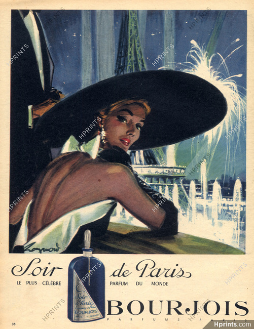 Bourjois (Perfumes) 1952 Soir De Paris, Eiffel Tower, Raymond (Brénot)
