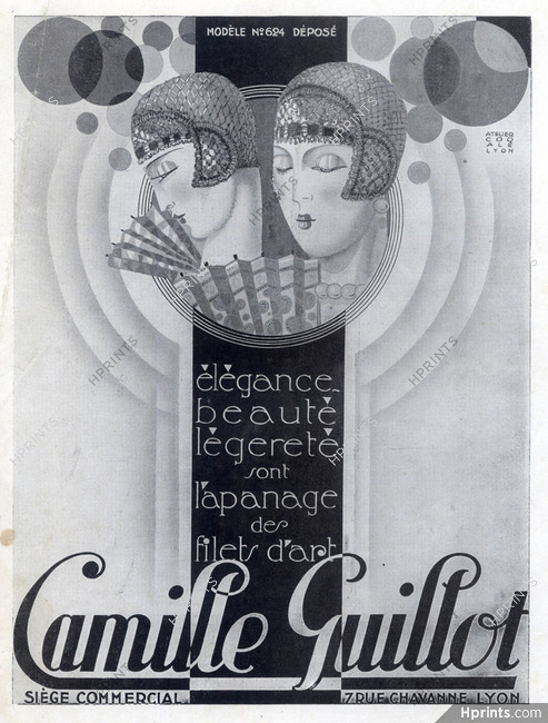 Camille Guillot (Combs) 1929 Filets d'art, Coiffures Art Deco, Netting Hairstyle