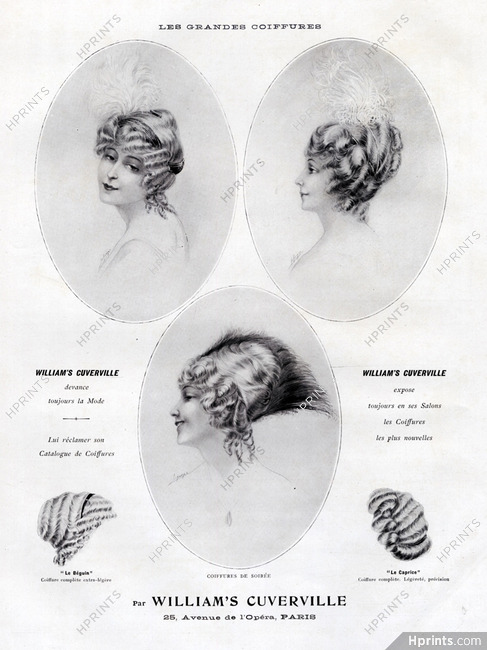 William's Cuverville (Hairstyle) 1912 Hairpieces