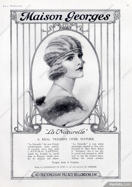 Maison Georges (Hairstyles) 1917 Natural Parting, Hairpieces, Miss Doris Keane