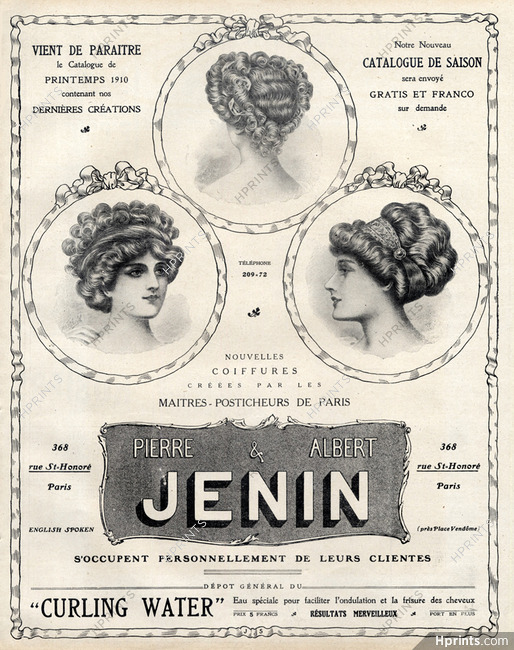Pierre & Albert Jenin (Hairstyle) 1910 Hairpieces, Wig