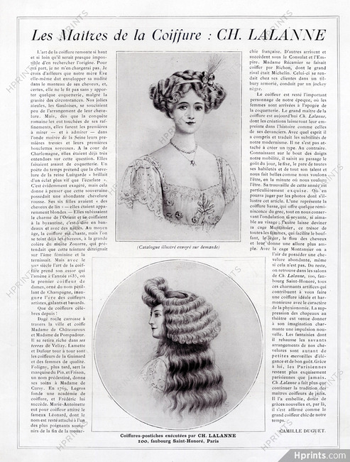 Les Maîtres de la Coiffure : Ch. Lalanne, 1908 - Hairstyle Hairpieces, Wig, Text by Camille Duguet