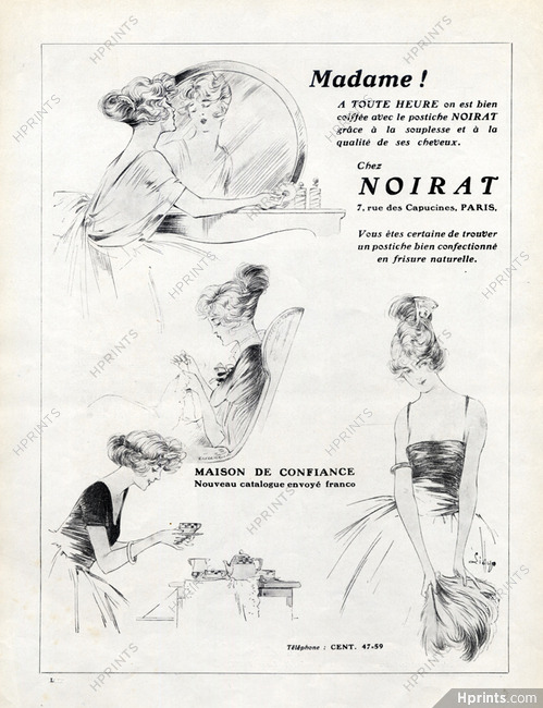 Noirat (Hairstyle) 1920 Hairpieces, Wig