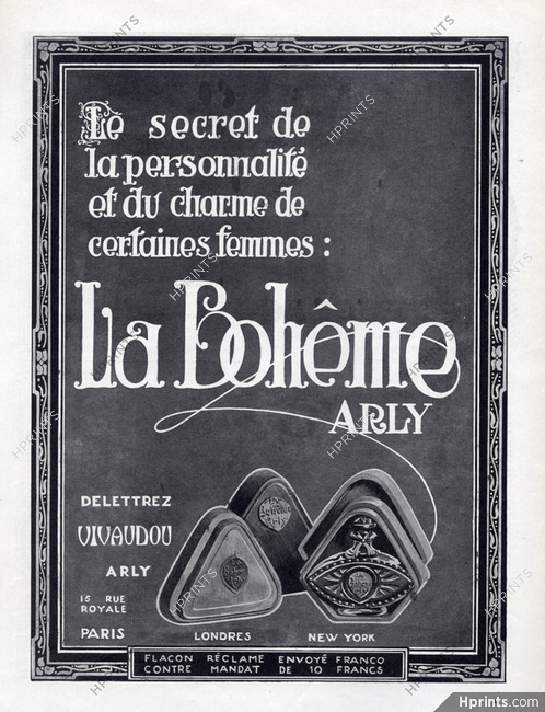 Arly (Perfumes) 1920 La Bohême, Art Nouveau Style