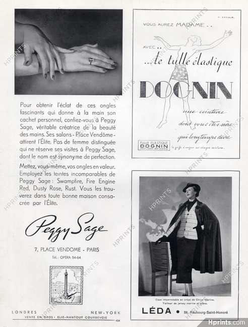 Peggy Sage (Cosmetics) 1938 Nail Polish, Place Vendôme
