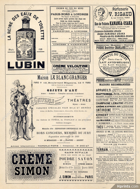 Crème Simon (Cosmetics) 1901 Lubin, Leblanc-Granger, Armour