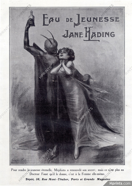 Jane Hading (Perfumes) 1913 Eau de Jeunesse, Georges Redon, Devil