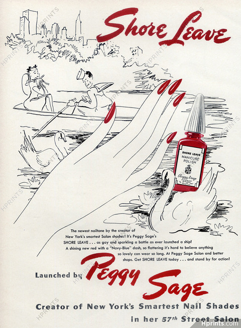 Peggy Sage (Cosmetics) 1943 Shore Leave, Nail Polish, Swan