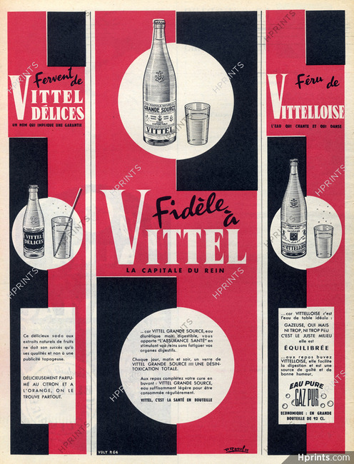 Vittel (Drinks) 1955 Vittel-Délices, Vittelloise, P.Raoul