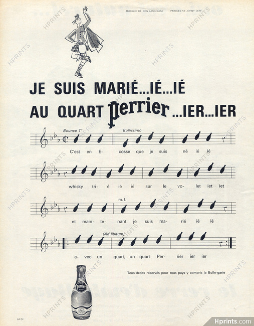 Perrier (Drinks) 1964 Musique Don Langelaan, Paroles Johny Cerf