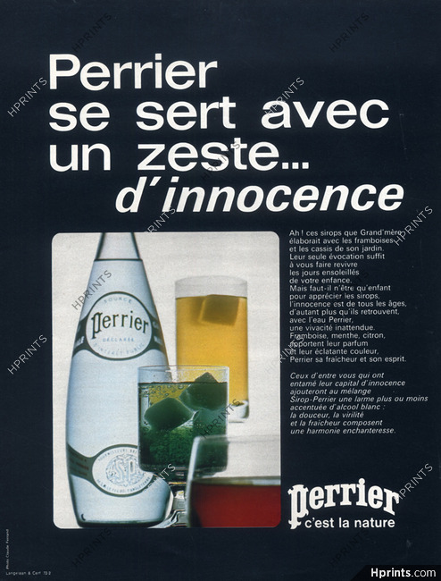 Perrier (Drinks) 1971 Photo Claude Ferrand