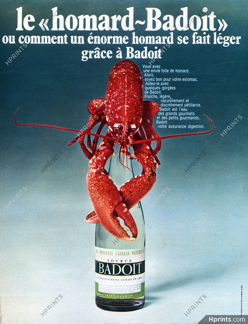 Badoit (Drinks) 1969 Lobster