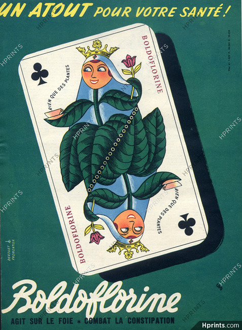 Boldoflorine 1954 Playing Cards, Derouet Fromentier