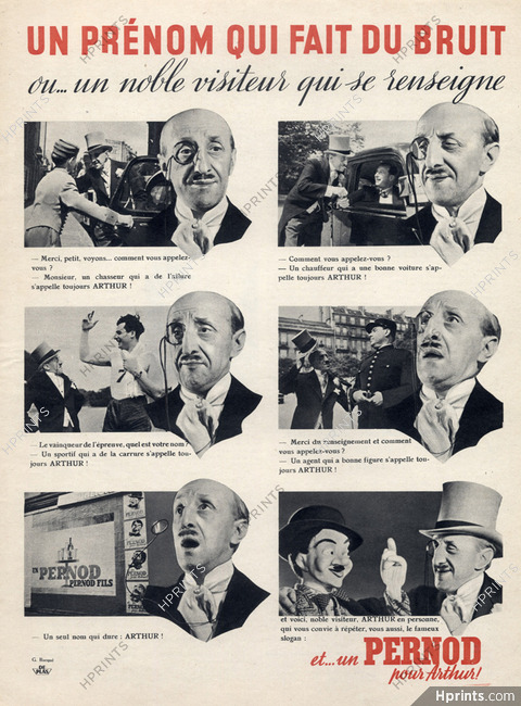 Pernod (Drinks) 1939 Arthur, Comic Strip