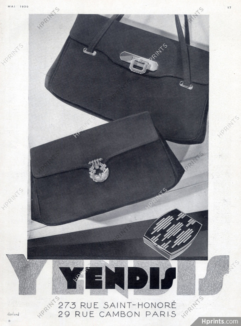 Yendis (Handbags) 1930 Powder Compact, Art Deco Style