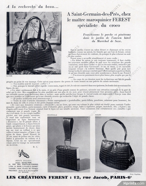 Ferest (Handbags) 1953 Specialiste du Crocodile