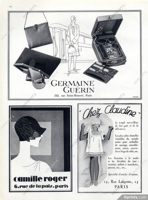 Germaine Guérin (Handbags) 1928 Toiletrie Bag, Camille Roger Hat