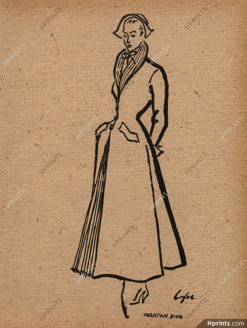 Christian Dior 1947 Fashion Illustration, Lofer