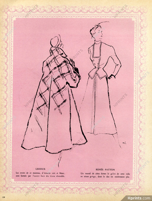 André Ledoux 1948 Coat, Fashion Illustration