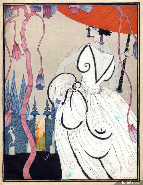 Helen Dryden 1921 Vogue Cover, Elegant Umbrella