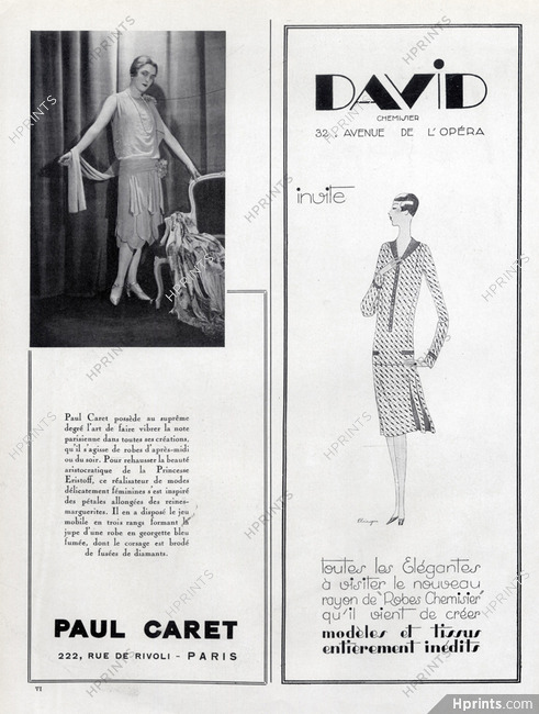 Paul Caret & David 1927 Fashion Illustration, Léon Benigni