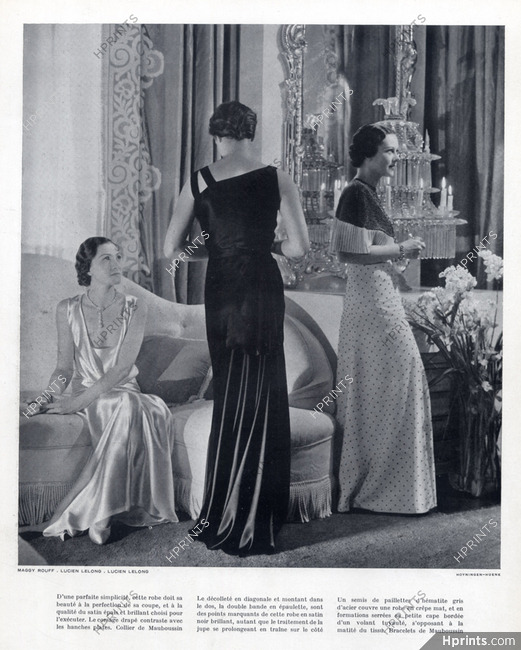 Lucien Lelong 1933 Evening Gown, Hoyningen-Huene, Mauboussin Jewels