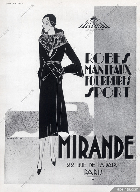 Mirande 1930 Fashion Coat, Franz Veccia