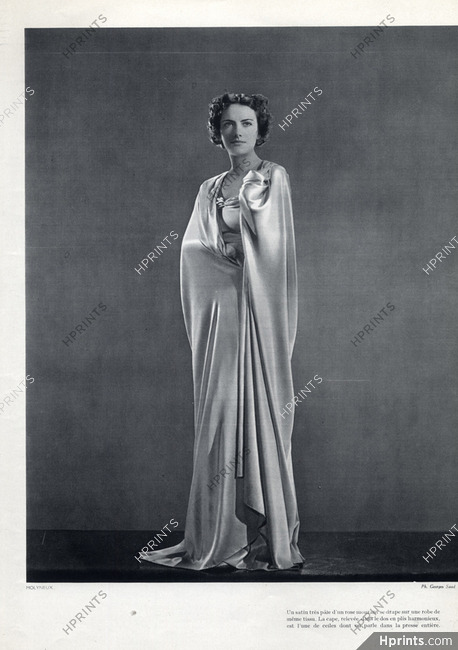Molyneux 1935 Pink Satin Evening Gown And Cape, Photo Georges Saad