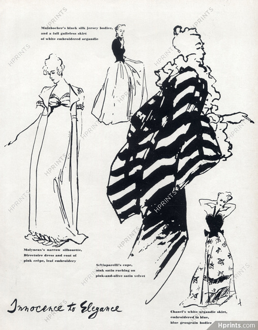 Schiaparelli 1939 Cape, Eric, Evening Gown Chanel, Fashion Illustration