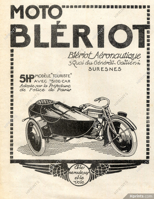 Moto Blériot 1921 Motorcycles, Side-car for Police de Paris