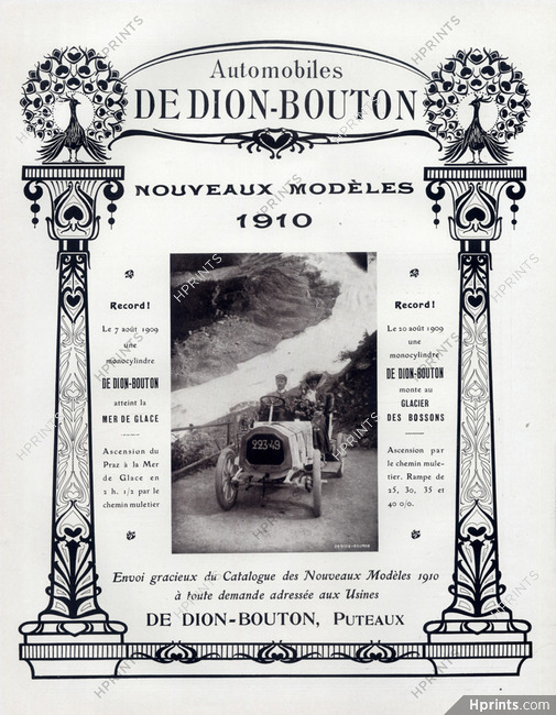 De Dion-Bouton (Cars) 1909 Records Mer de Glace, Glacier des Bossons