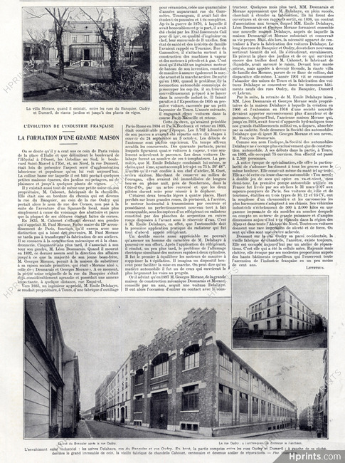 La formation d'une grande Maison, 1926 - Delahaye Cars, Factory, Villa Morane, Text by Lutetius