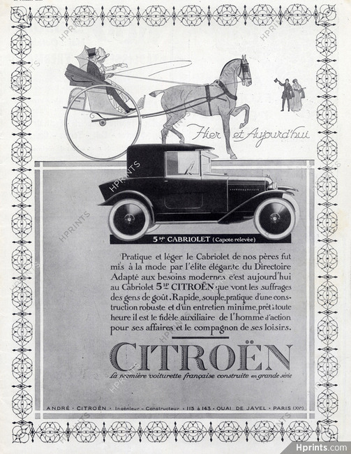 Citroën (Cars) 1923 Cabriolet, Calash Horse