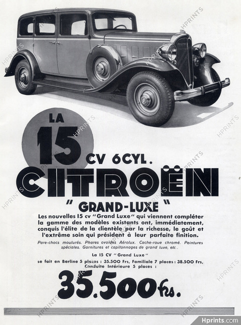 Citroën (Cars) 1933 Grand-Luxe 15 cv 6 cyl