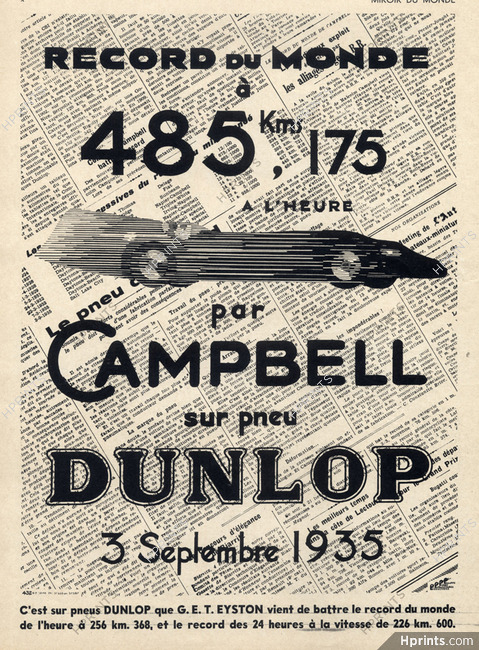 Dunlop (Tyres) 1935 Campbell, Record of the world
