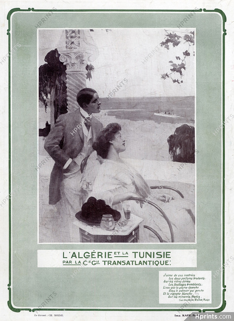 Compagnie Générale Transatlantique (Ship company) 1910 l'Algérie et la Tunisie