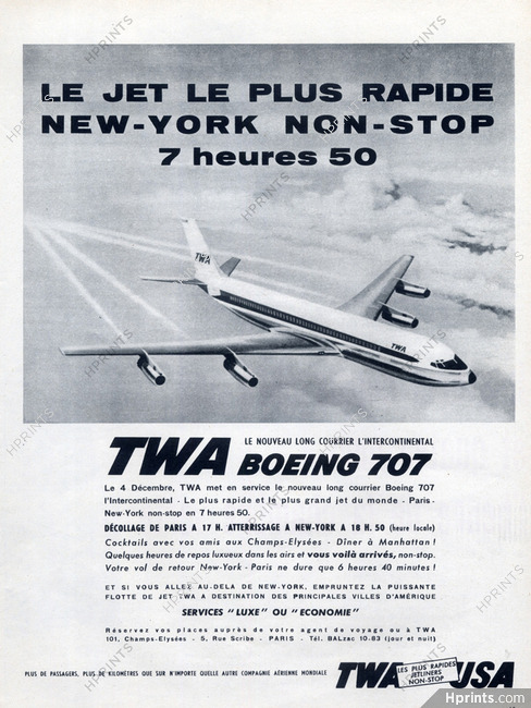 TWA (Airlines) 1959 Boeing 707 Airplane