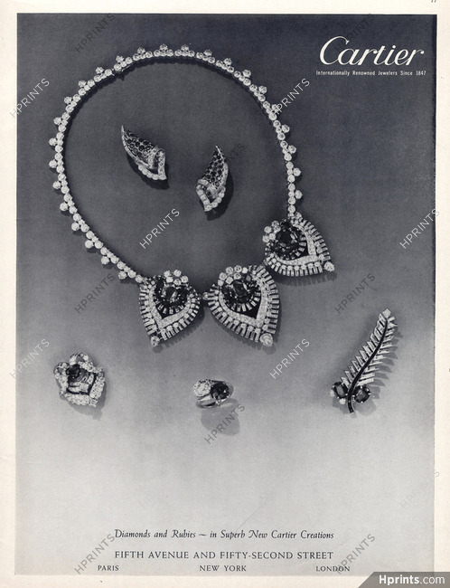Cartier 1950 Diamonds and Rubies, Necklace, Earrings, Clips