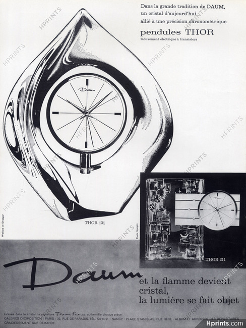 Daum (Crystal) 1965 Pendules Thor