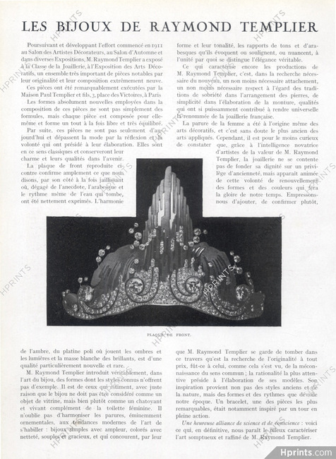 Les Bijoux de Raymond Templier, 1926 - Exposition aux Arts decoratifs, Plaque de Front, Tiara