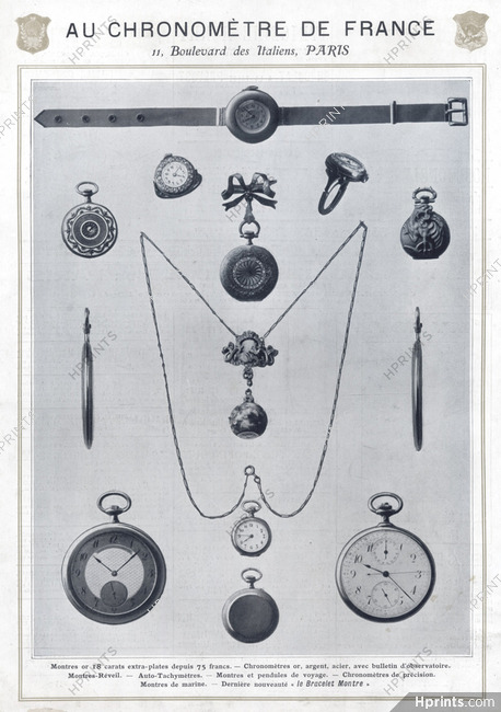 Au Chronometre de France 1907 Ring, Watches, Pendant