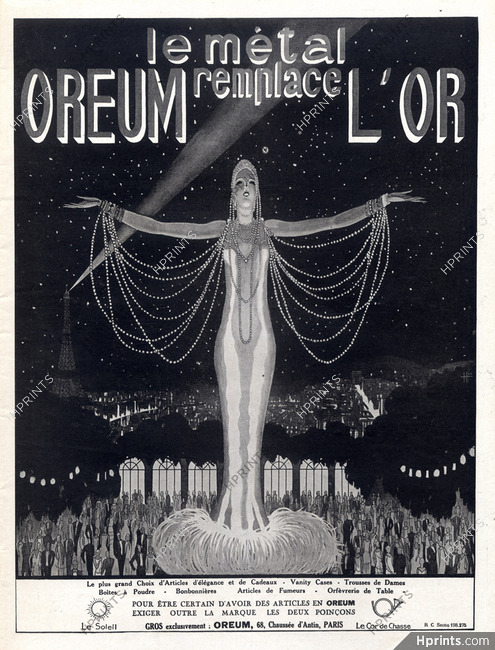 Oreum 1924 Music Hall Costume Pearls, Eiffel Tower, Art Deco
