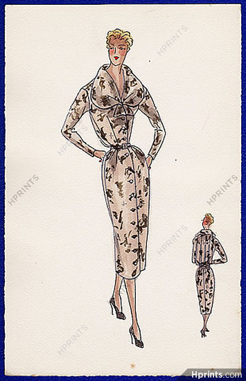 Robert Piguet 1939 Dress long sleeves