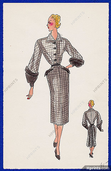 Robert Piguet 1939 Dress long sleeves