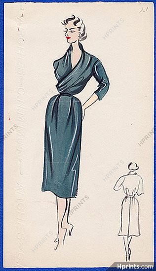 Robert Piguet 1943 Dress 3-4 sleeves