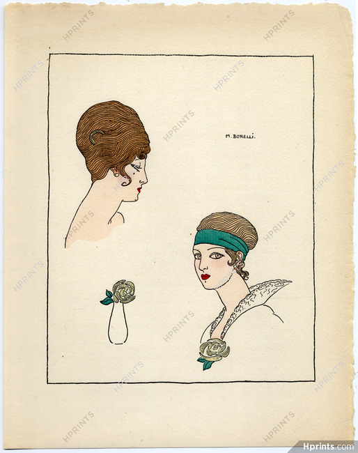 Borelli-Vranska 1914 Pochoir Plate, Hairstyle