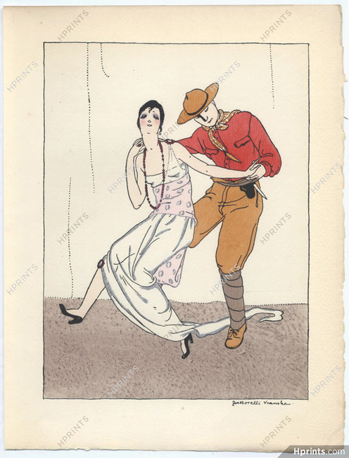 Borelli-Vranska 1914 Pochoir Plate, Dance